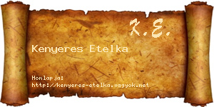 Kenyeres Etelka névjegykártya